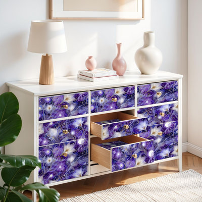 Papier peint adhésif à peler et coller de luxe avec impression florale cosmique pour tissu auto-adhésif et amovible 17,7 po x 118 po (45 x 300 cm)