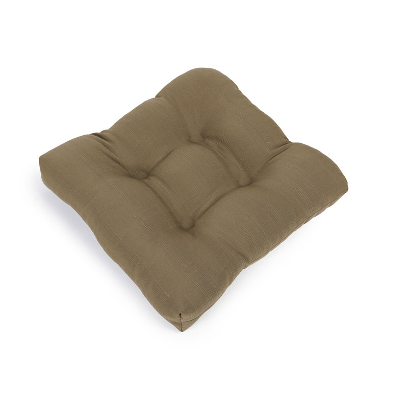 Reversible Seat Cushion With Hand Made Ring Stitch, Filled With White Virgin Polyester Fiber., Khaki