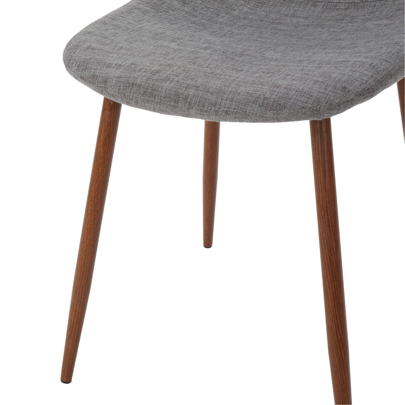 Ensemble de 2 chaises de salle à manger rembourrées en tissu Mid-Century moderne gris clair et noyer foncé