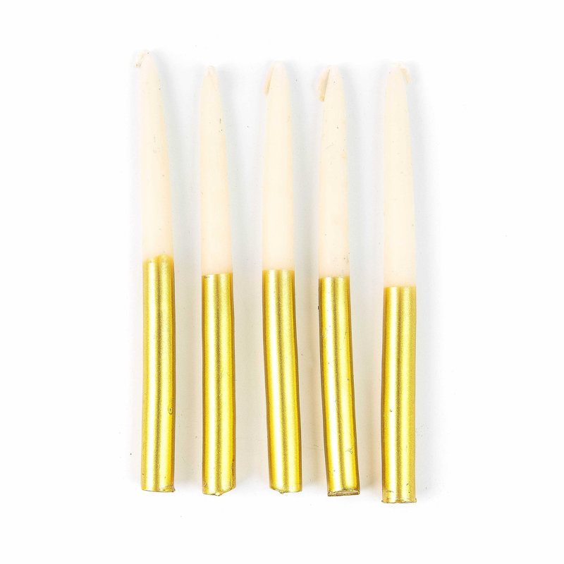 Hanukkah Silver Candle Set, Gold 
