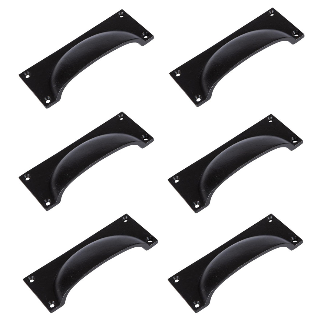 Hammer & Tongs - Rectangular Cabinet Cup Handle - W130mm x H50mm - Black