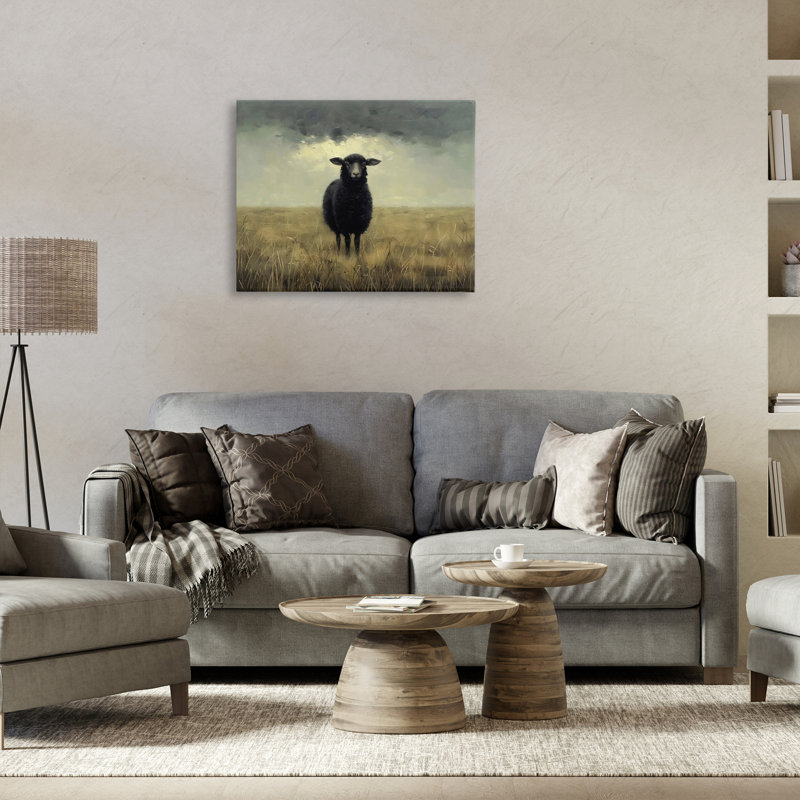 «Black Sheep in Field Field», conception par Arlington Prints, H 24 po x l 30 po