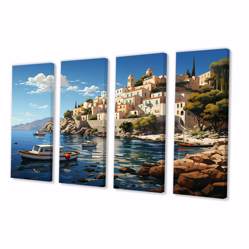 Ensemble d'art mural mural 4 pièces Capri, H 32 po x l 64 po
