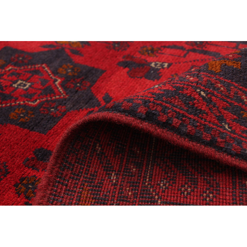 Tapis de zone en laine rouge 4 pi 2 po x 6 pi 4 po à la main one-of-kind-noué la 2010s esari turque Allaina