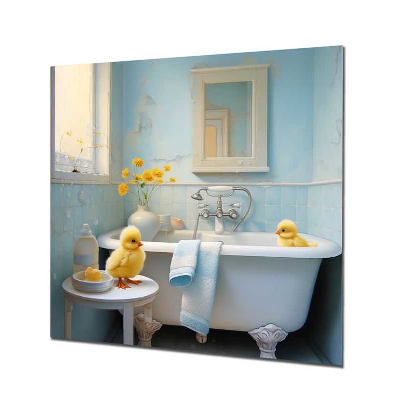 «Duck Bathroom Dip I - Coyote Animal», art mural en métal, H 36 po x l 36 po