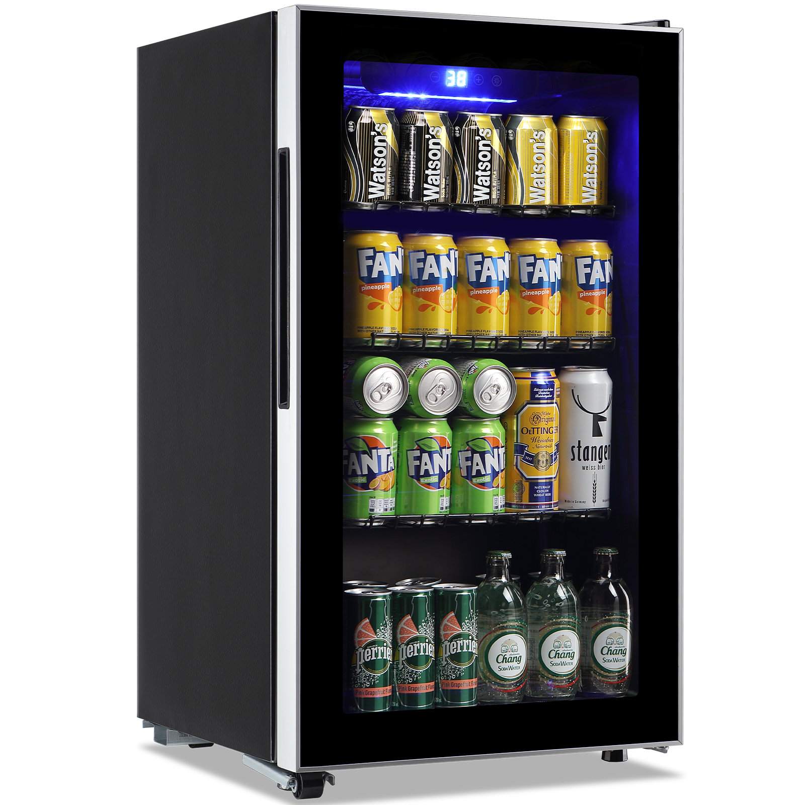Demuller Beverage Fridge, 125 Can Mini Fridge With Glass Door, Beverage Cooler Refrigerator, Wine Drink Beer Cooler, 4 Adjustable Shelves & Digital Te | Fridge.com