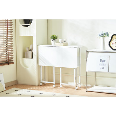 31.5 Inches White Folding Desk, For Computer Gaming In Living Room Office Small Foldable Desk White, Ideal Bedroom And Study Home