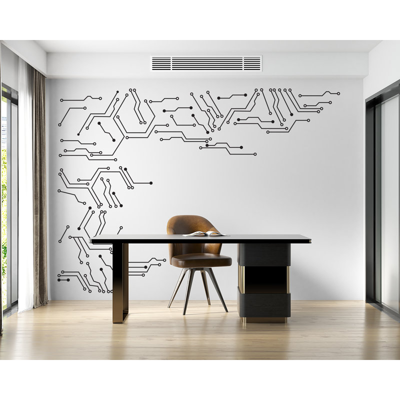 Adhésif mural technologie, autocollant de circuit, décoration murale Tech, décalque de bureau, art mural bureau, décoration murale 249DRE
