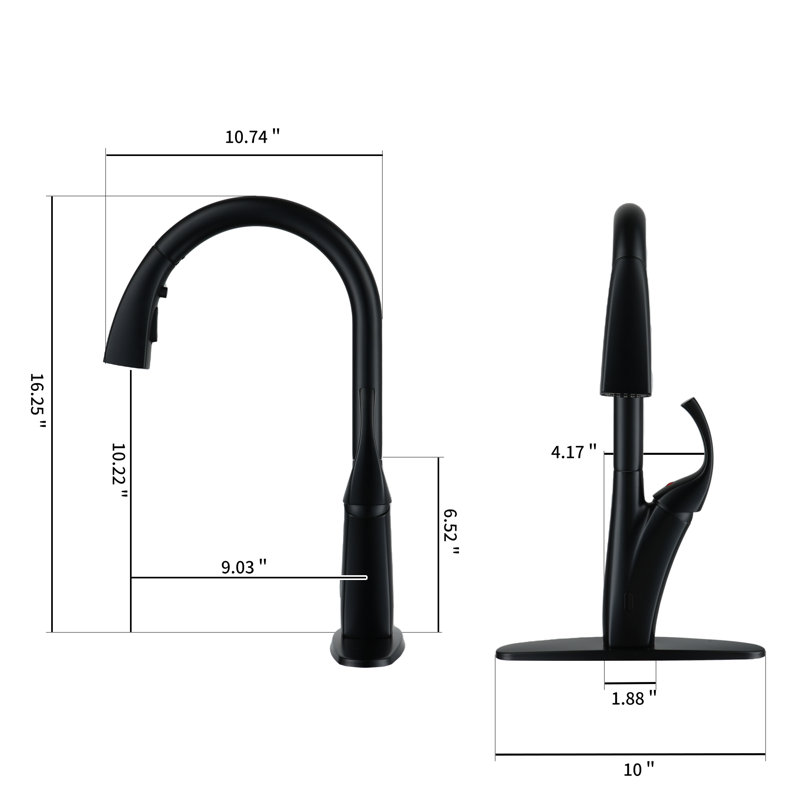 Clihome Touchless Kitchen Faucet with Soap Dispenser, Black