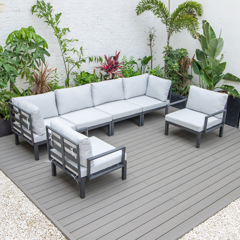 Ensemble de conversation avec coussins Latitude Run® Hamilton, Gris clair