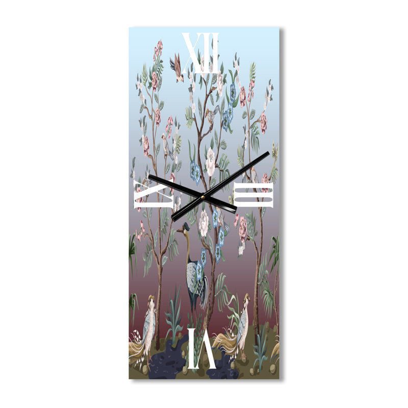 Chinoiserie avec oiseaux et pivoines - horloge murale traditionnelle, Petit