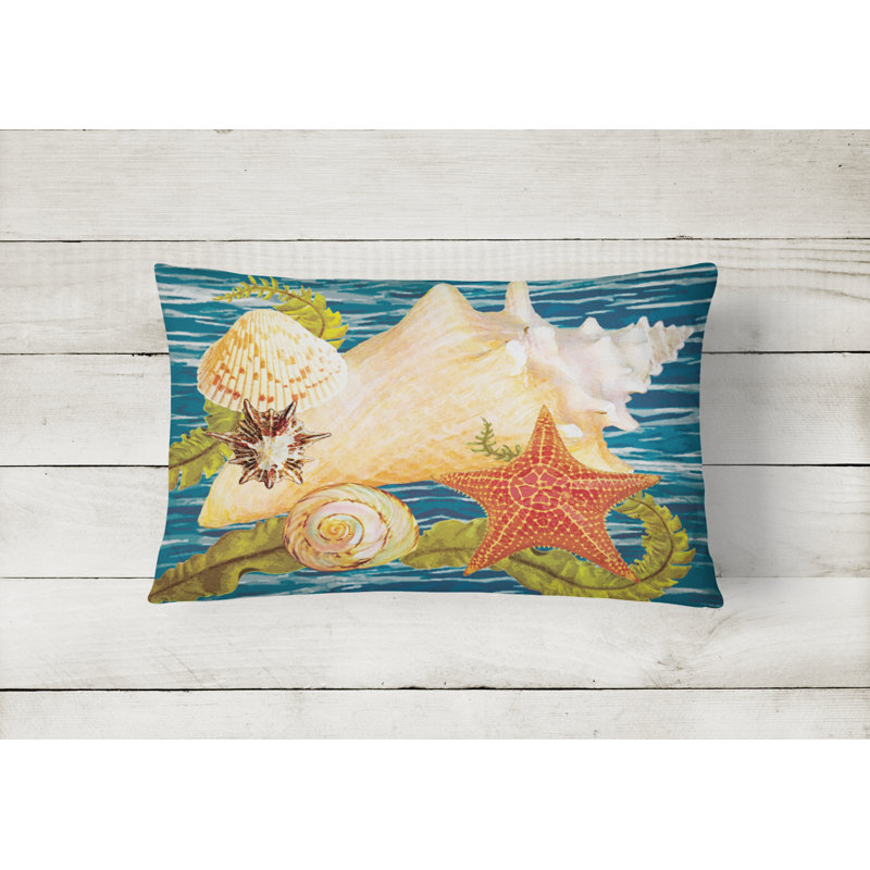 Outdoor Throw Pillow, Conch Starfish and Cockle II