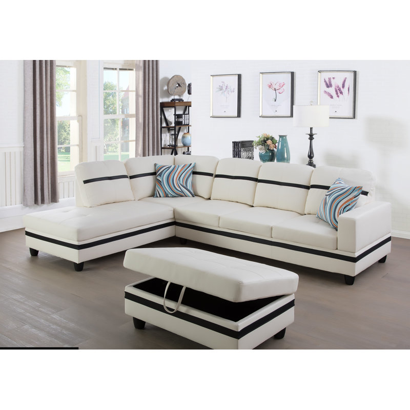 Sarro Faux Leather L-Shaped Sectional Left Hand Facing