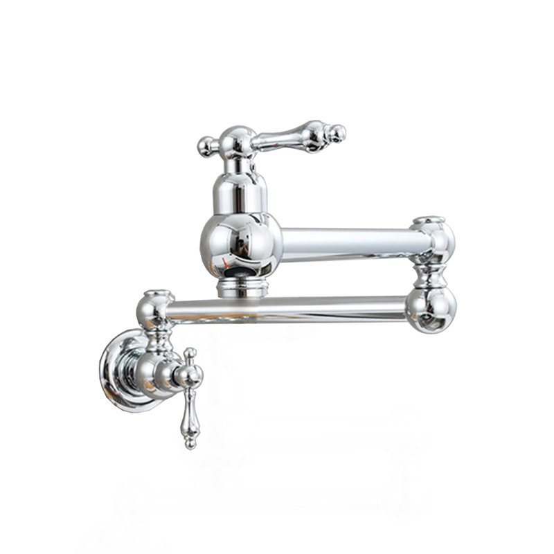 Pot Filler Faucet Wall Mount,With Double Joint Swing Arms Chrome, Chrome