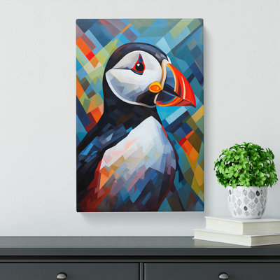 Puffin Constructivism Art - Wrapped Canvas