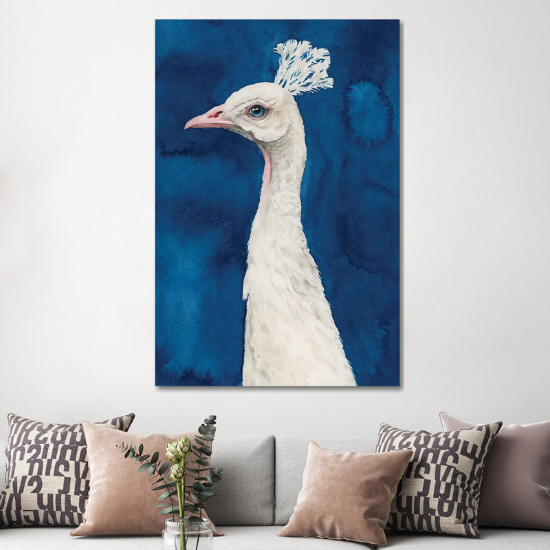 Snowy Peacock II by Grace Popp - Gallery-Wrapped Canvas Giclée on Canvas, Wrapped Canvas, 20.32 cm H x 30.48 cm W
