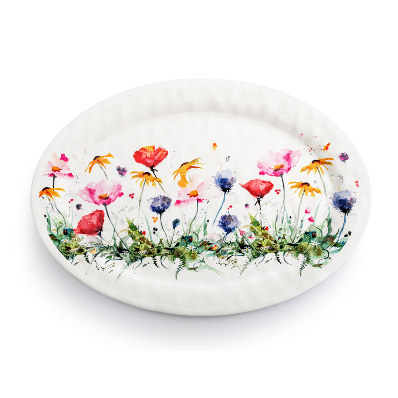 Wildflowers Large Melamine Oval Platter - 20X14in