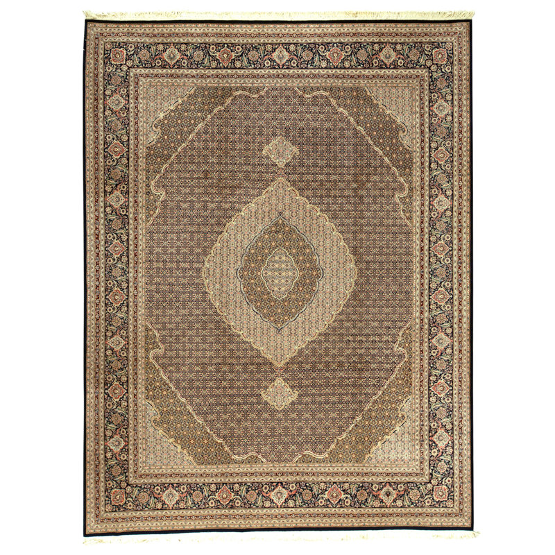 Tapis rectangulaire en laine noué à la main
