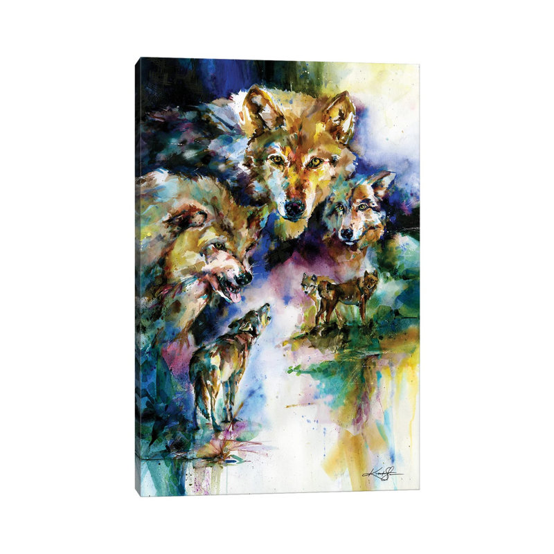 Wolves by Kathy Morton Stanion - Wrapped Canvas Gallery-Wrapped Canvas Giclée, 20.32 cm H x 30.48 cm W