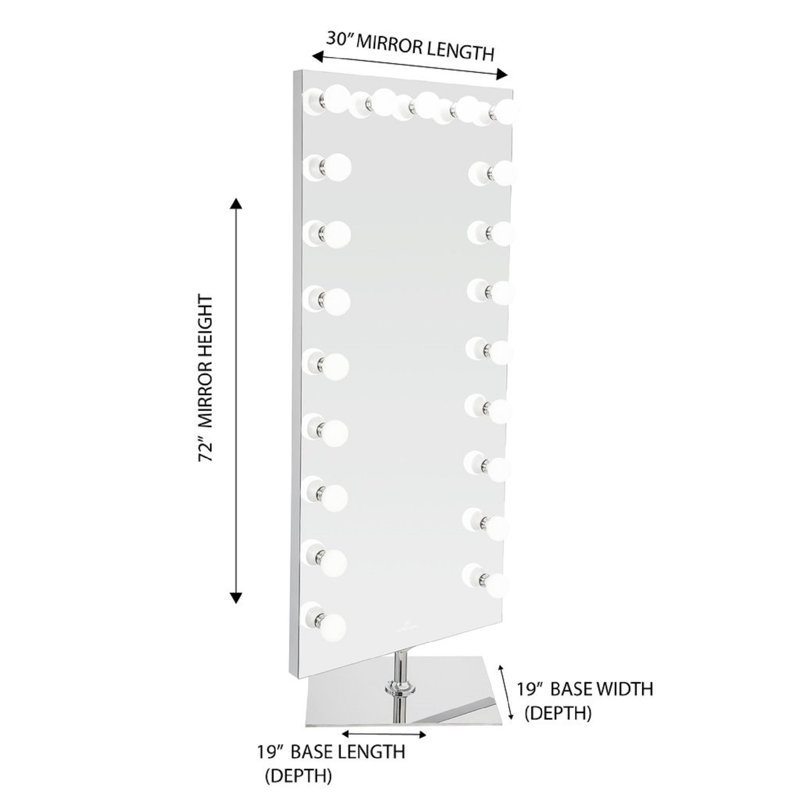 Hollywood Full Length Vanity Mirror Lighted Standing Makeup Mirror with 21 LED Bulbs