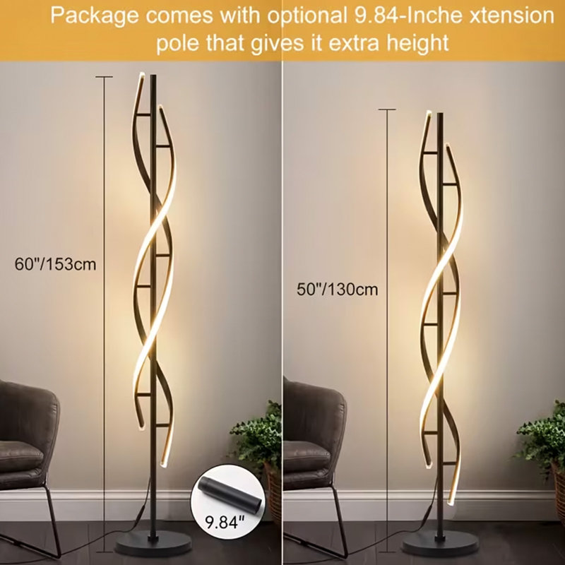 152cm Polished LED Novelty Floor Lamp Set, Black