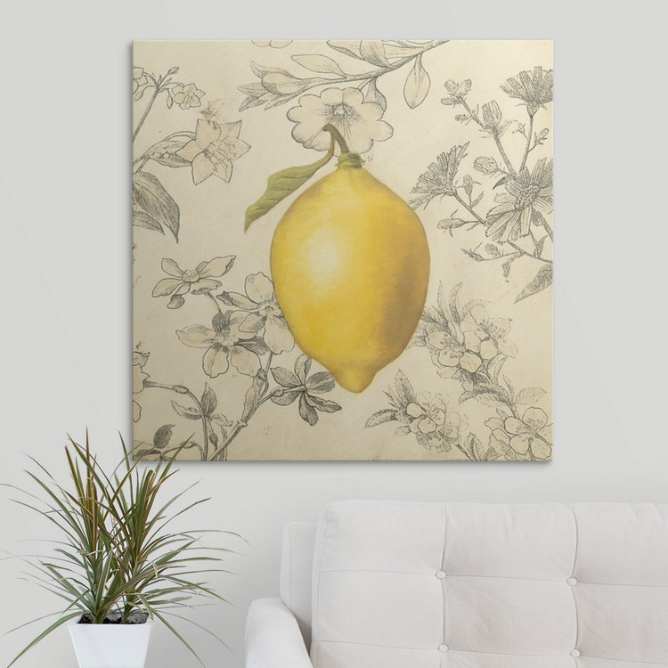 «Doughtry Lemon and Botanicals», reproduction d'art graphique Megan Meagher, H 35 po x l 35 po x P 1,5 po, Toile