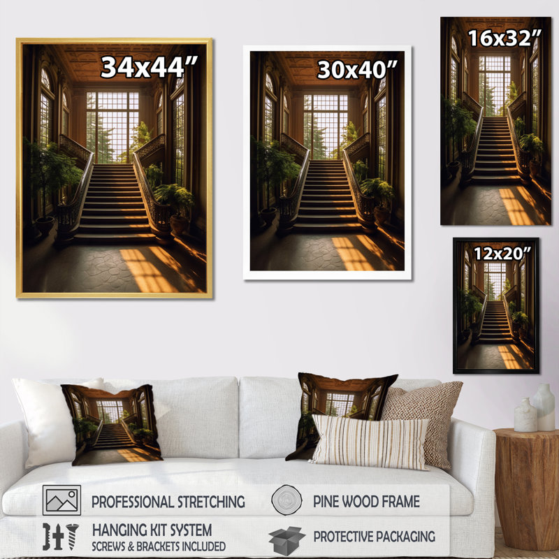 Oregon Pittock Mansion Sunrise IV sur toile, Cadre simple blanc, H 44 po x l 34 po x P 1,5 po