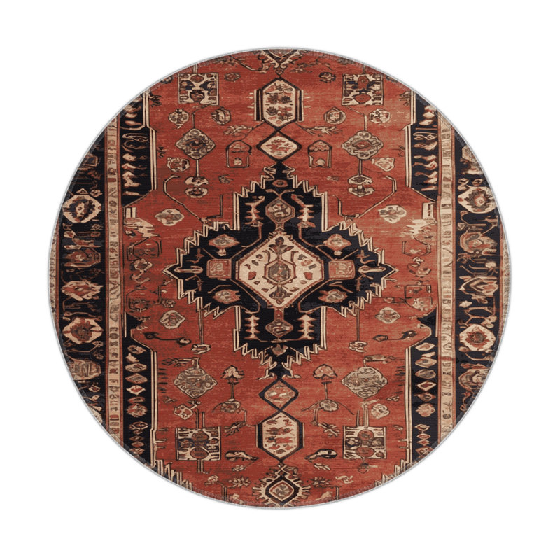 Tapis turc intérieur et extérieur brun, Rond 5 pi