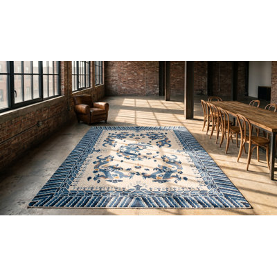 Tapis ningxia antique à cinq griffes chinois