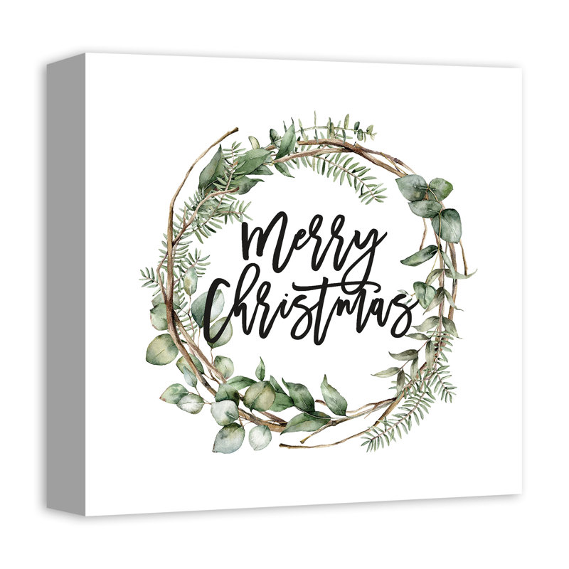 «Merry Christmas Wreath», reproduction sur toile tendue, H 12 po x l 12 po x P 1,25 po