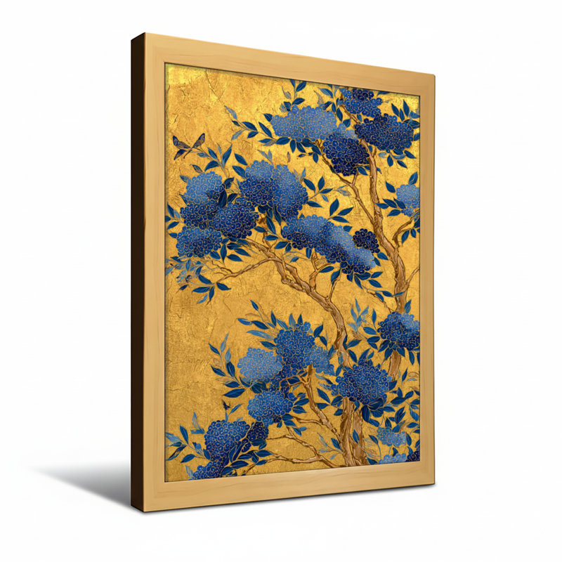 Motif de plantes et de fleurs avec fond d'oiseaux, H 30 po x l 20 po, Toile tendue, Ne s’applique pas