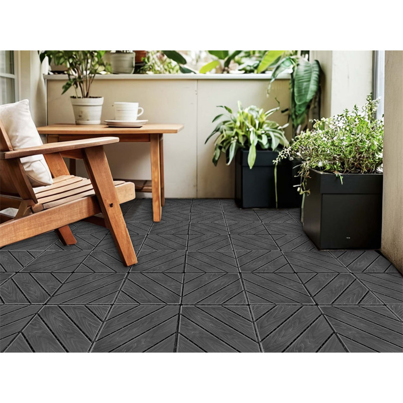 Plastic Composite Deck Tiles Set of 35pcs, Dark Grey