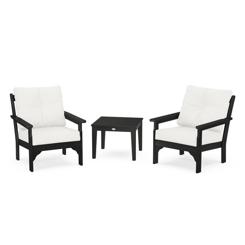 Vineyard 3-Piece Deep Seating Set, Grey Mist, Black