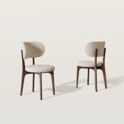 Lamb Velvet Backrest Dining Chair French Retro Style