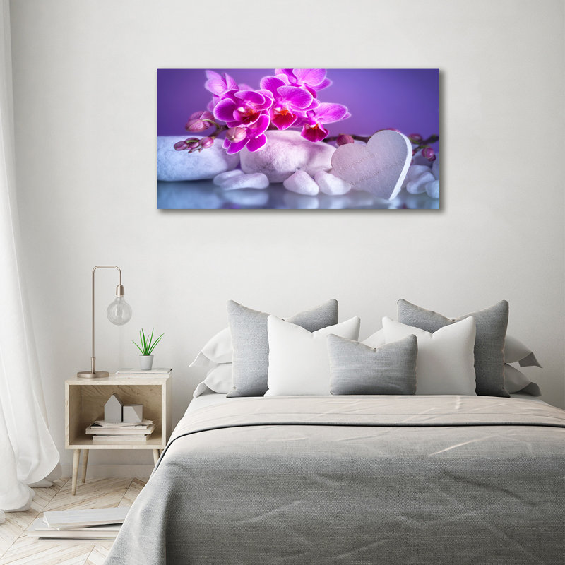 Orchid And Heart - No Frame Print, Canvas, 70cm H x 140cm W