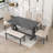 Tunnelhill 6-Piece Dining Set, Spacious Table with 4 Cushioned Chairs and Comfortable Bench-1562061927