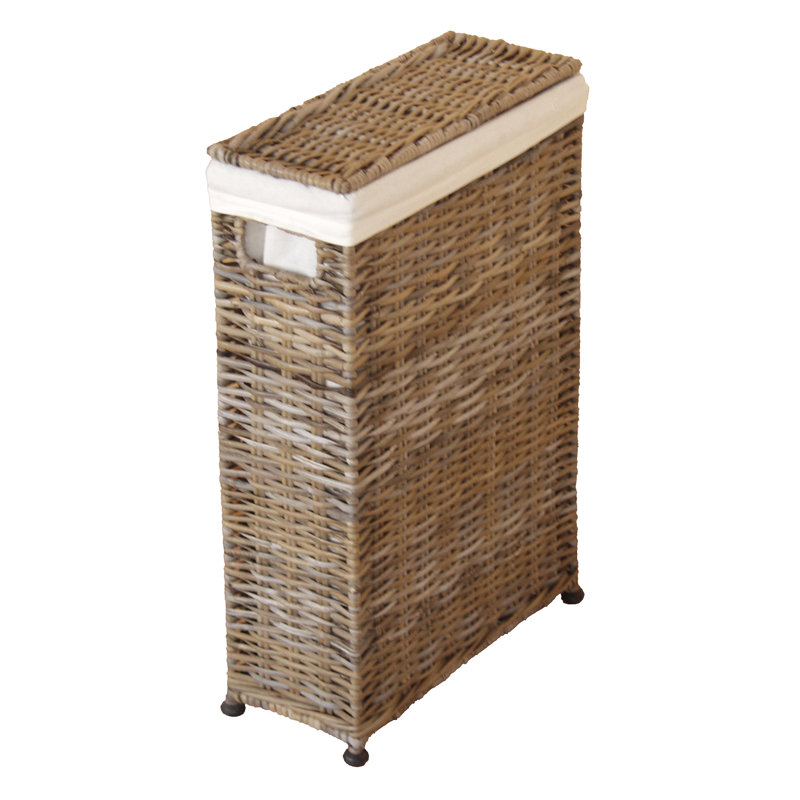 Wicker Laundry Basket with Handles, Gray