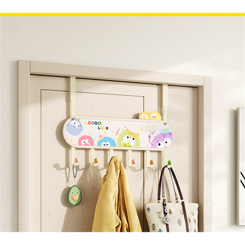 Iron Seamless Over-The-Door Hook Rack, 11"H x 15.74"W x 1.77"D