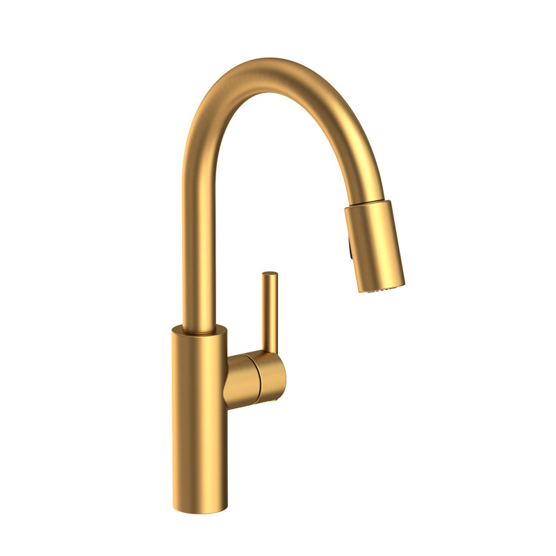 East Linear Pull Down Single Handle Kitchen Faucet, Satin Bronze