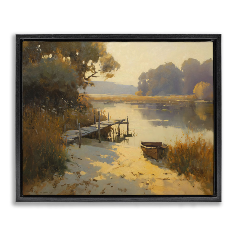 Golden Hour en cadre flottant d'automne, design par Arlington Prints, Cadre flottant noir de jais, H 17 po x l 21 po