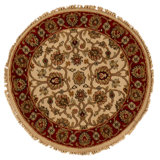 High-Quality Hand-Knotted Ivory And Red Area Rug