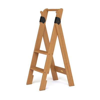 43-1/2" Folding 2 Step Wood Step Stool With 250 Lb. Load Capacity