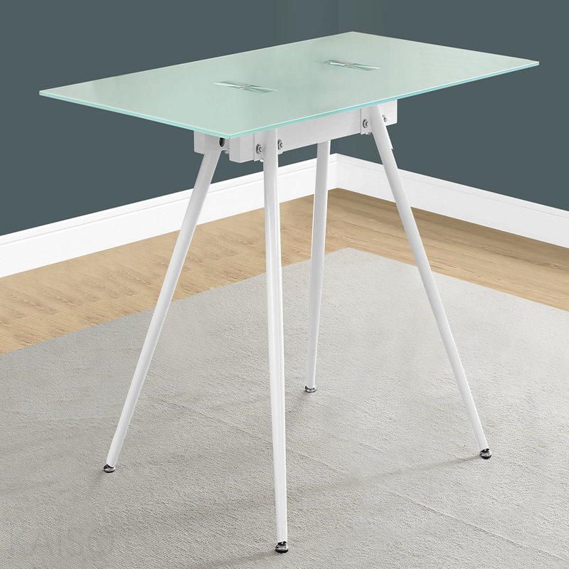 Bureau d'ordinateur, bureau personnel, ordinateur portable, L 48 po, travail, métal blanc, verre trempé, contemporain, moderne