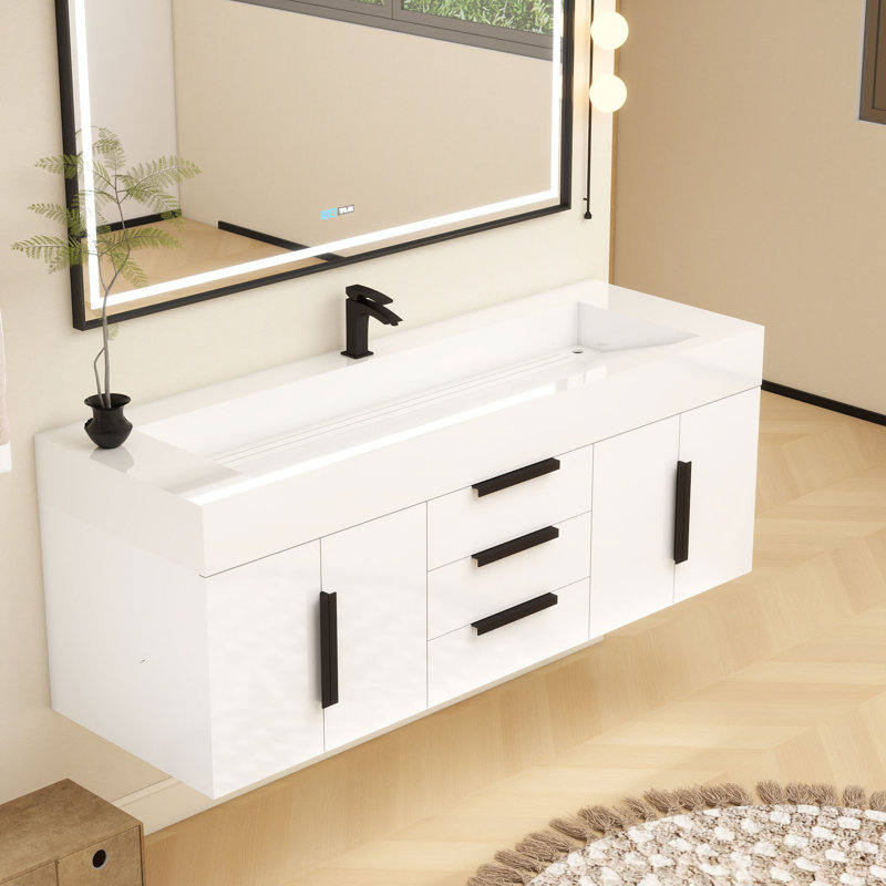 Jessica 60'' Wall-Mounted Single Bathroom Vanity, White