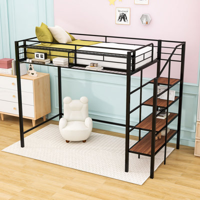 Meriden Slat Loft Bed with Shelves by Sating