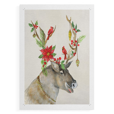 Playful Reindeer I - Impression sur toile seulement - NON-CADRE