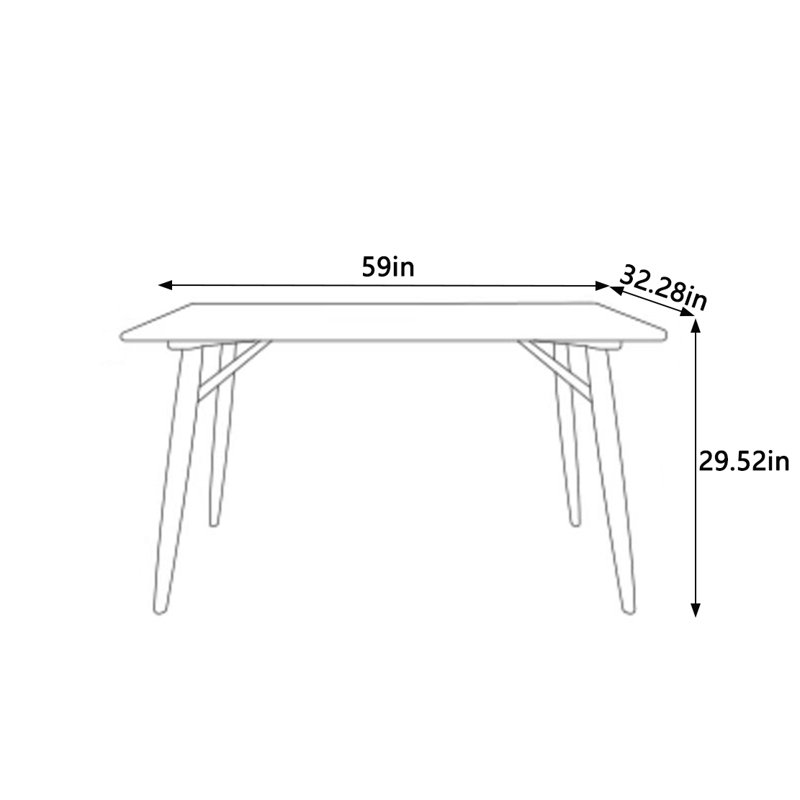 Cherry Solid Wood Dining Table, Brown, 32.28" W x 59" L