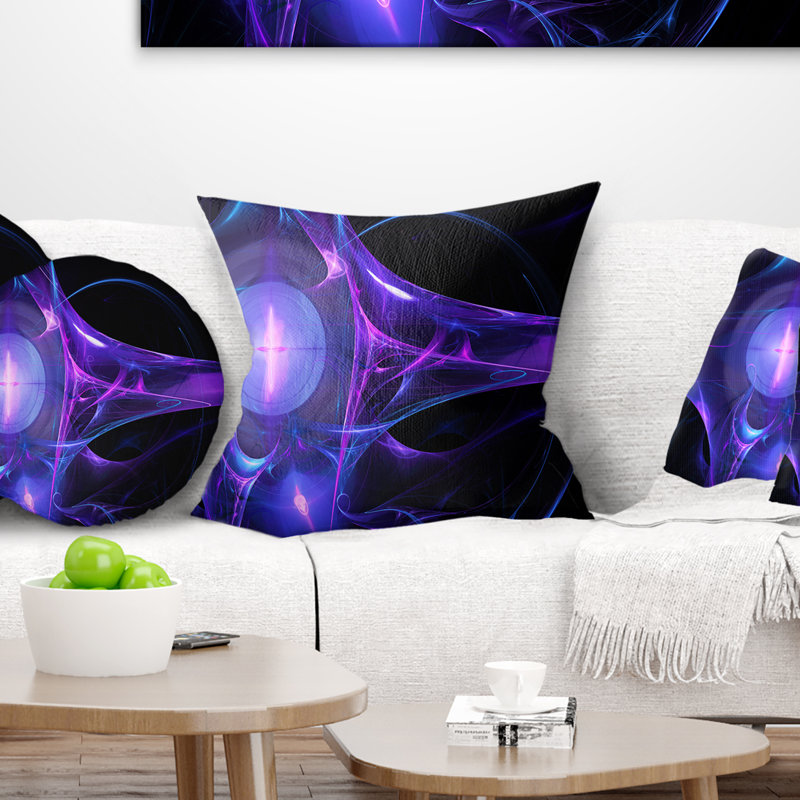 Bougie brillante - coussin imprimé abstrait, 16 po x 1 po, Mauve / Noir, Carré