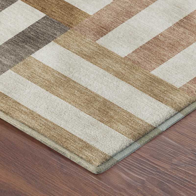 Premium Machine Washable Mayfield AMF2332 Geometric Rug, Paprika, 2'6" x 3'10"