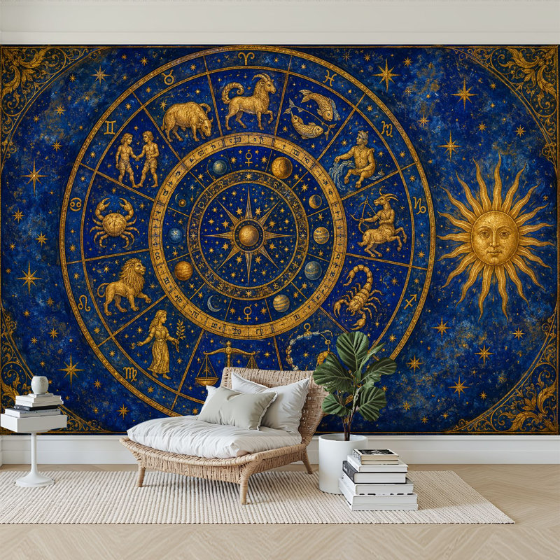 Papier peint adhésif autocollant Zodiac Constellation, 100.08" L x 144" W